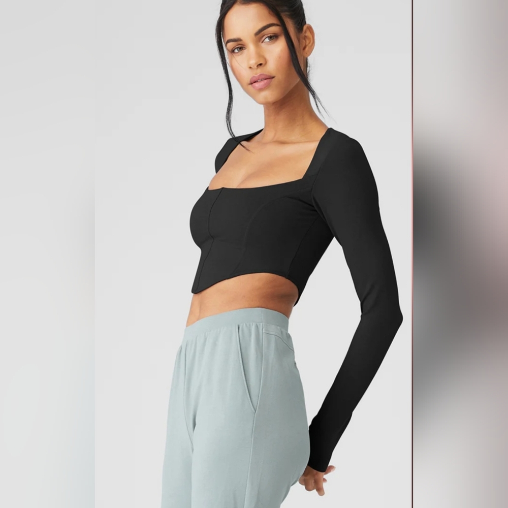 ALO Yoga Black Long Sleeve Crop Top